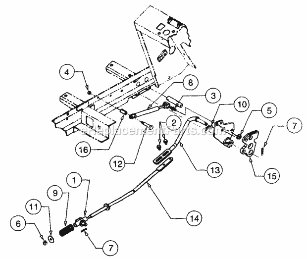 Transmission Controls Diagram and Parts List for 2164 13A-264G100 Cub Cadet Lawn Tractor